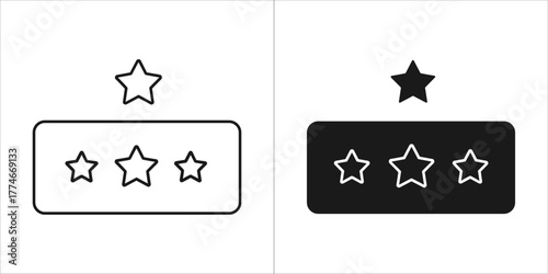 Star rating icon with three stars, shown in black and white outline and solid fill