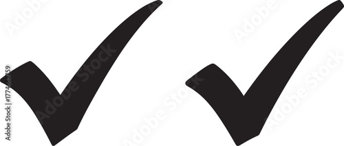 Two black check marks in silhouette style