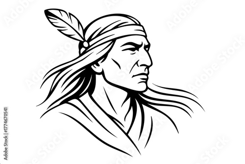 Man wearing a headdress and a long beard. The man is wearing a white shirt