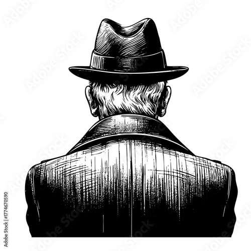 Man wearing a hat and a coat. He is looking at the camera. The hat is black