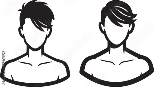 Two male hairstyles silhouette comparison
