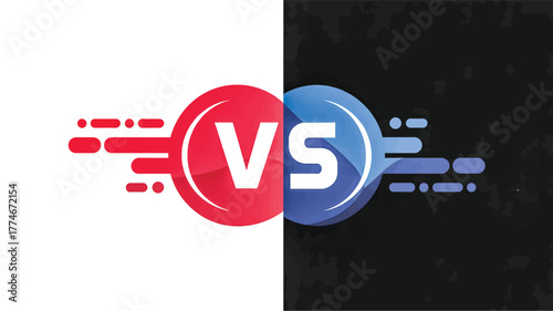 Red and Blue VS Logo with Motion Effect on Split Background versus competition