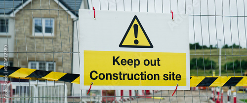 Construction site health and safety sign at entrance