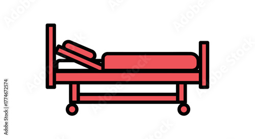 Medical Hospital Bed Icon Illustration.