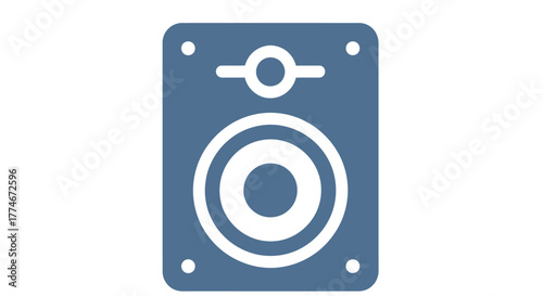 Minimalist Blue Speaker Icon Representing Audio and Sound.