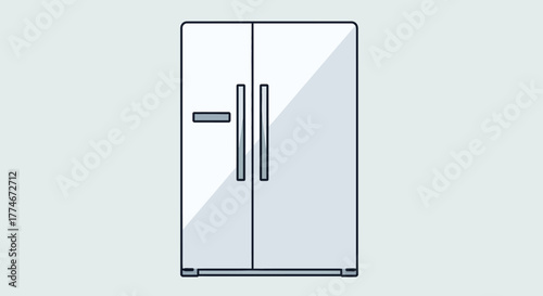 Modern Side by Side Refrigerator with Ice Maker and Water Dispenser.
