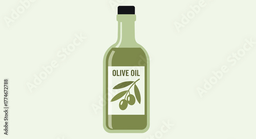 Olive Oil Bottle with Olive Branch Label.