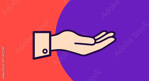 Open Hand Gesture Illustration for Giving or Receiving.