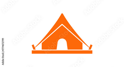 Orange Tent Icon for Outdoor Adventures and Camping.