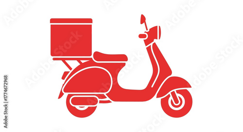 Red Delivery Scooter Icon on White Background.