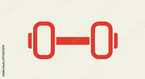 Red Dumbbell Icon for Fitness and Exercise.