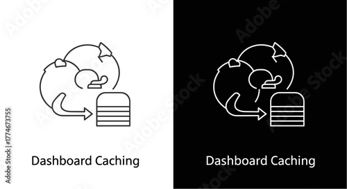 Dashboard caching icon with circular arrows and stacked data