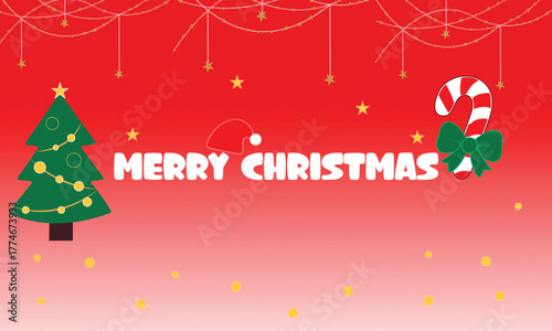 Festive Christmas Tree and Candy Design – Merry Christmas Greeting Poster