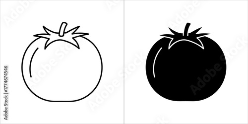 Tomato icon in black and white