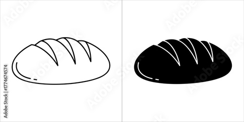 Loaf of bread vector illustration in black and white