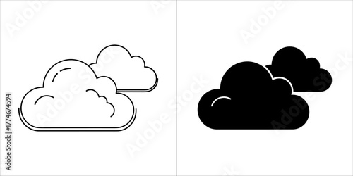Cloud vector illustration in black and white