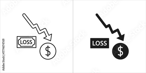 Loss icon vector illustration in black and white
