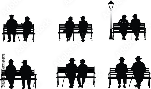 Silhouette, people, sitting, bench, park, companionship, friendship, couple, outdoor, relationship, togetherness, conversation, leisure, urban, lifestyle,