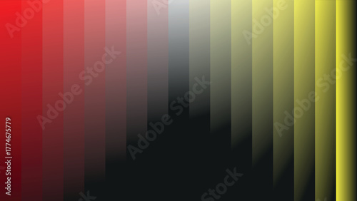 Gradient columns shift from dark red, through gray, to bright yellow creating a vibrant spectrum