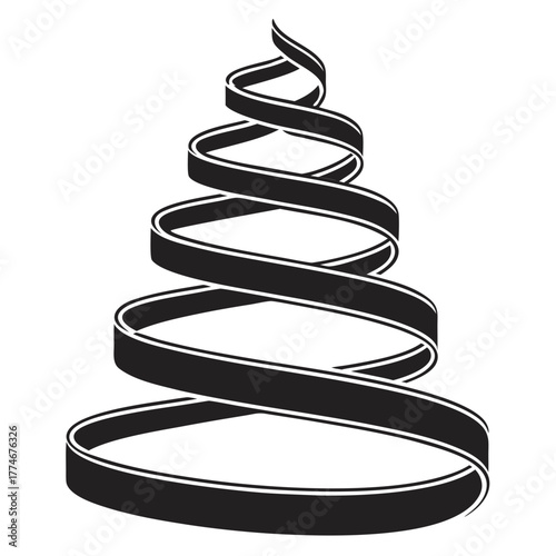 Stylized spiral ribbon forming a cone shape with white outline