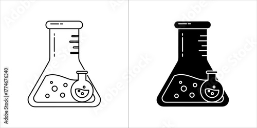 Laboratory flask icon for science and chemistry