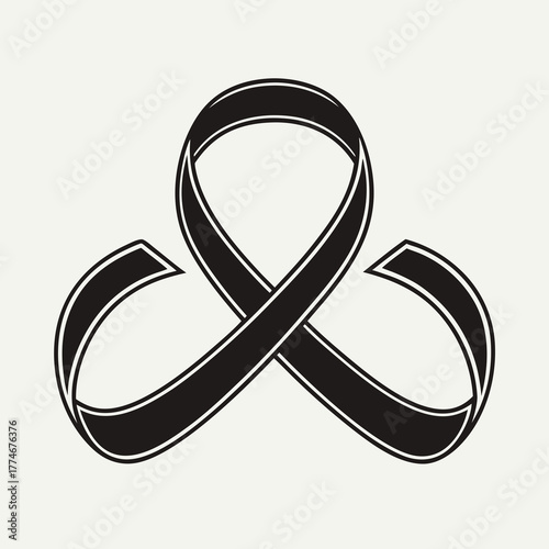 Stylized black ribbon symbol for mourning and remembrance