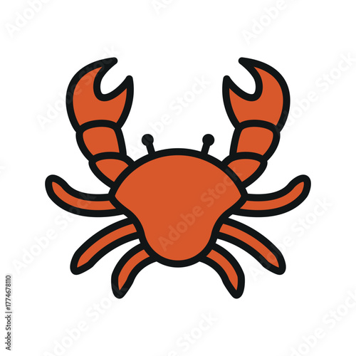 Crab icon for vibrant tropical and seafood restaurant design.