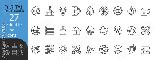 Foto Digital Transformation solid icon set