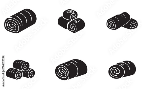 Monochrome Hay Bale Silhouettes Vector Illustration for Agriculture and Farming Concepts Depicting Harvest Season and Rural Life