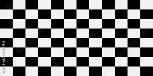 Black and white chess pattern. Checkerboard seamless vector illustration. Abstract checkered checkerboard for game. Grid geometric square shape. Race flag. Retro mosaic floor.