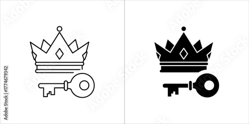 Crown and key icon, symbol of power and access