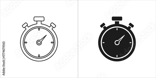 Stopwatch icon in black and white