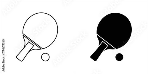 Table tennis icon in black and white