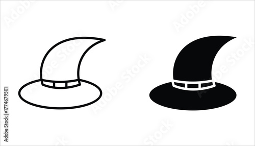 witch hat icon set, of vector icons isolated on a white background.