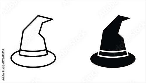 witch hat icon set, of vector icons isolated on a white background.