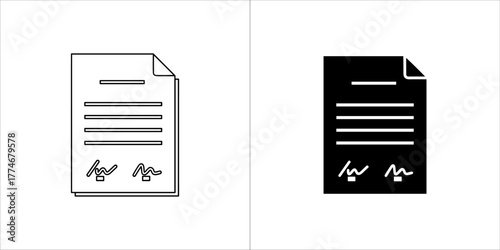 Document icon, paper with signature symbol