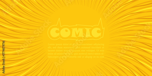 Yellow speed line comic style halftone background. sui for bussines, banners.
