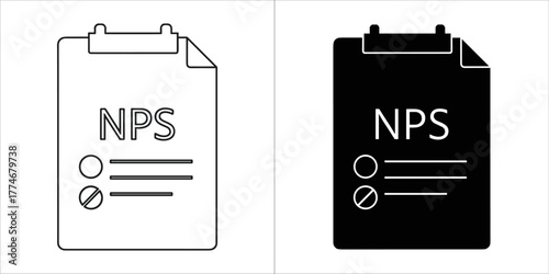 Net promoter score survey clipboard with nps text and checklist