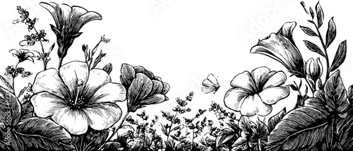 Elegant curved botanical divider with vintage floral motifs for decorative use