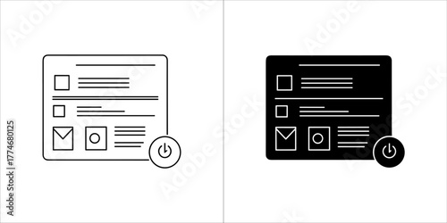Checklist interface with checkboxes and power icon
