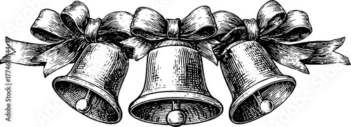 Decorative frame of bells and ribbons for festive and holiday design