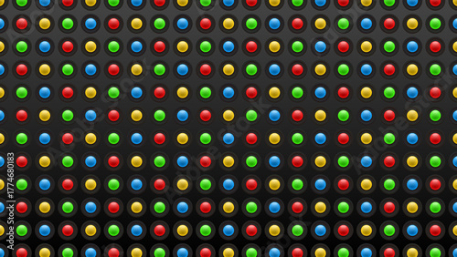 黒背景とカラフルなボタンの配列