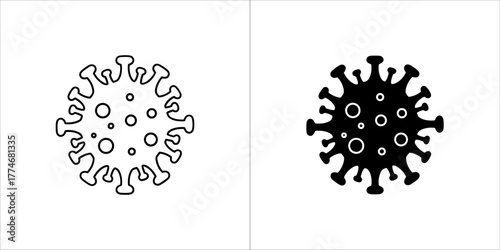 Coronavirus icon in outline and glyph style