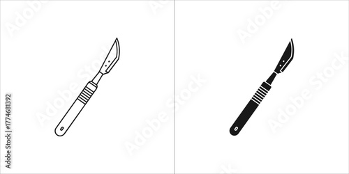 Surgical scalpel in black and white