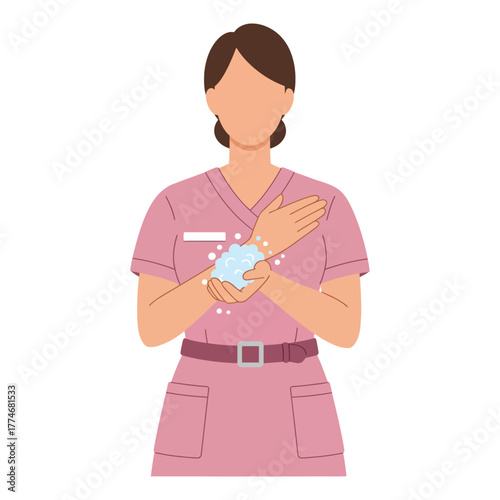 Healthcare worker washing hands hygiene protocol