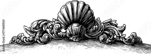 Intricate baroque frame design with scrolls shells and floral motifs for vintage decor