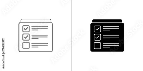 Checklist icon with checkboxes, black and white versions