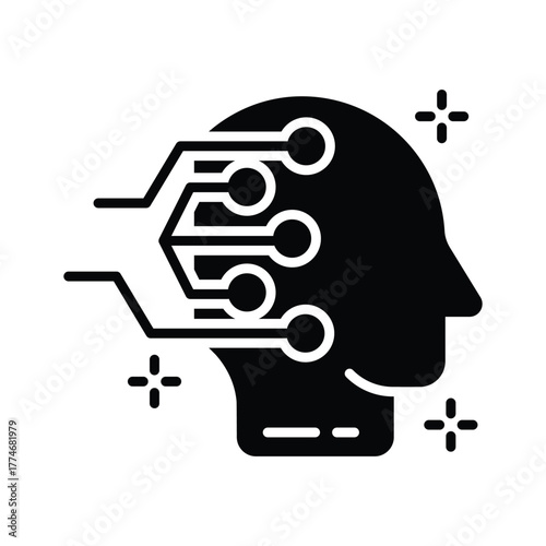 Artificial intelligence head icon symbolizing human machine interaction.