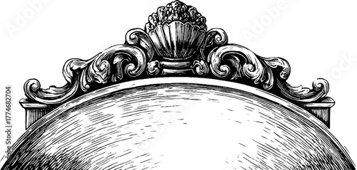 Ornate baroque circular frame with intricate scrollwork for vintage design