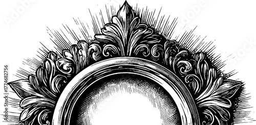 Ornate baroque decorative frame design with engraved flourishes for elegant print and poster use